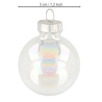 Artikel Mini kerstballen van glas, iriserend, helder, 3 cm, 22 stuks
