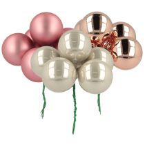 Artikel Mini kerstballen glas roze grijs draad Ø40mm 32 stuks