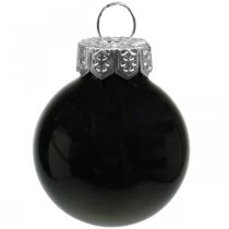 Artikel Mini kerstballen glas zwart glanzend/mat Ø2,5cm 22 stuks
