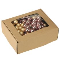 Artikel Mini kerstballen goud roos spiegel bessen 2 cm 140 stuks
