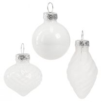Artikel Mini kerstballen witte boomballen glas 3cm 9 st