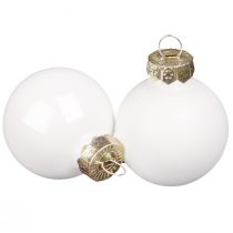 Artikel Mini kerstballen wit glas emaille Ø3cm 22 st