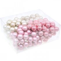 Artikel Mini kerstballen op draad Ø20mm glas roze 140st