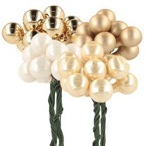 Artikel Mini kerstballen op draad goud, crème Ø1,5cm 140 st