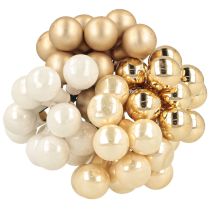 Artikel Mini kerstballen op draad goud, crème Ø1,5cm 140 st