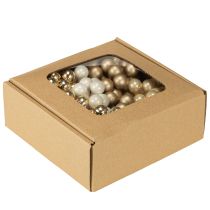 Artikel Mini kerstballen op draad goud, crème Ø1,5cm 140 stuks