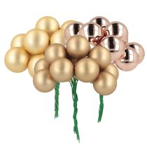 Artikel Mini kerstballen op draad goud rosé glas Ø25mm 140 stuks