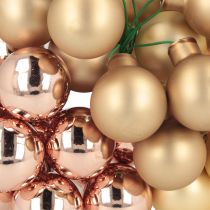 Artikel Mini kerstballen op draad goud rosé glas Ø25mm 140 stuks