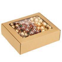 Artikel Mini kerstballen op draad goud rosé glas Ø25mm 140 stuks