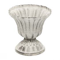 Mini Cup Vaas Metaal Kelk Wit Grijs Antiek Ø8cm H8cm