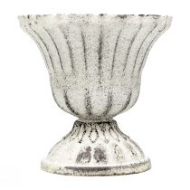Mini Cup Vaas Metaal Kelk Wit Grijs Antiek Ø8cm H8cm