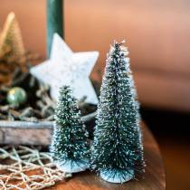 Artikel Mini kerstboomversiering kerstboom met sneeuw 10cm 4 st