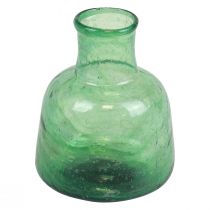 Mini glazen vaas bloemenvaas groen Ø8,5cm H11cm