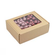 Artikel Mini kerstballen draadglas bordeaux roze Ø2cm 140st