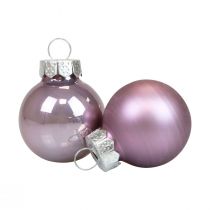 Mini kerstballen glas lila paars glans/mat Ø2,5cm 20st