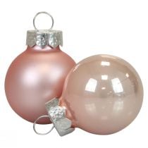 Mini kerstballen glas roze mat/glanzend Ø2,5cm 20st
