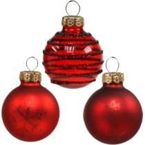 Artikel Mini kerstballen rood mix echt glas Ø3cm 9 st