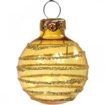 Mini kerstballen rood/geel mix echt glas Ø3cm 9st