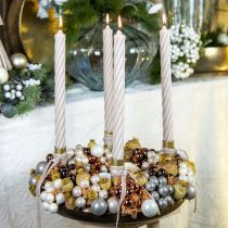 Artikel Mini kerstballen op draadglas crème grijs Ø2cm 140 st