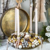 Artikel Mini kerstballen crème grijs glas spiegelbessen Ø25mm 140 st