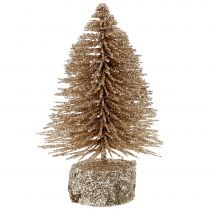 Mini kerstboom goud met glitter 6st