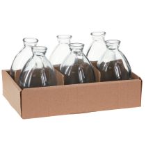 Artikel Mini vaasjes bolvormige decoratieve vazen glas blauw getint H12cm 6 stuks