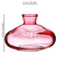 Artikel Mini vaasjes glas bolvormig plat roze getint Ø9cm H6cm 6 stuks
