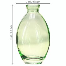 Artikel Mini vaasjes glas bolvormige glazen vazen groen getint H12cm 6 stuks