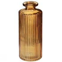 Artikel Minivaasjes van glas oranje met groevendecor H13cm 6 st