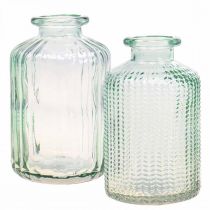 Minivaasjes glas sierflessen retro vintage Ø6cm H10.5cm 2st