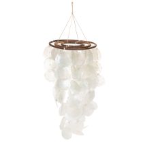 Artikel Windgong met Capiz-schelpen, rond, 70 cm lang, voor balkon of tuin.