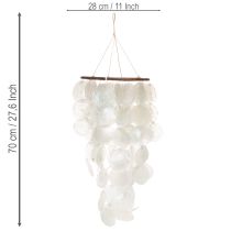 Artikel Windgong met Capiz-schelpen, rond, 70 cm lang, voor balkon of tuin.