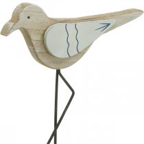 Artikel Zee decoratie, deco zeemeeuw gemaakt van hout, shabby chic, blauw en wit H32cm