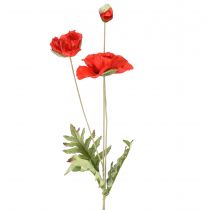 Artikel Poppy decoratieve tuinbloem met 3 bloemen rood L70cm
