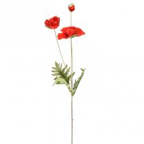 Artikel Poppy decoratieve tuinbloem met 3 bloemen rood L70cm