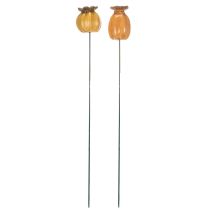 Artikel Tuinpaal in de vorm van een klaprooszaadpeul voor een stijlvolle tuin, bloembed of balkon, 60 cm, 2 stuks