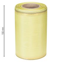 Artikel Moiré kranslint 150 mm 25 m in lichtgroen met gouden rand voor bloemschikken en decoratie