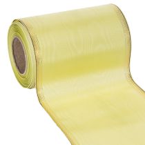 Artikel Moiré kranslint 150 mm 25 m in lichtgroen met gouden rand voor bloemschikken en decoratie