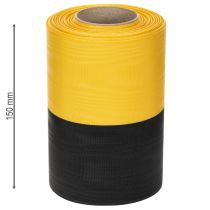 Artikel Moiré kranslint 150 mm geel-zwart - rouwlint, sjerp, decoratie, clublint - rol van 25 m