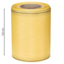 Artikel Moiré kranslint, geel met gouden rand, 125 mm x 25 m - Hoogwaardig rouwlint, decoratief lint, striklint