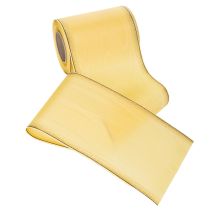 Artikel Moiré kranslint, geel met gouden rand, 125 mm x 25 m - Hoogwaardig rouwlint, decoratief lint, striklint