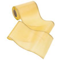 Artikel Moiré kranslint, geel met gouden rand, decoratief bloemenlint, acetaat/polyester, 150 mm x 25 m