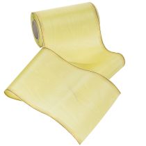 Artikel Moiré kranslint, lichtgroen met gouden rand, 175 mm x 25 m, hoogwaardige decoratie voor bloemstukken.