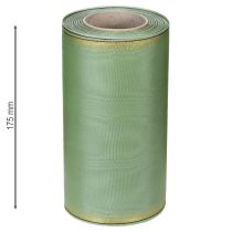 Artikel Moiré kranslint saliegroen met gouden rand - 175 mm x 25 m - decoratief lint voor bloemstukken en feestelijke gelegenheden