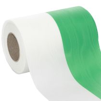 Artikel Moiré kranslint groen-wit 150 mm, decoratief lint, striklint, taftkwaliteit 25 m