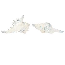 Artikel Schelp Decoratie Zee Slak Kunstmatig Blauw-Wit 11.5/13cm 2 Stuks