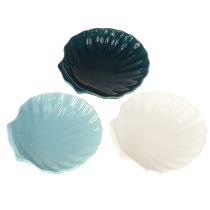 Artikel Schelp bord maritiem kom keramiek blauw wit 14cm 3st