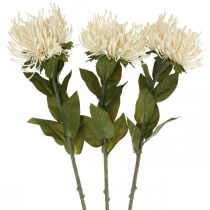 Speldenkussen kunstbloemen exotische protea leucospermum crème 73cm 3st