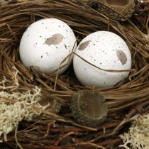 Paasnest met eieren kunst natuur, wit Paastafeldecoratie Ø19cm