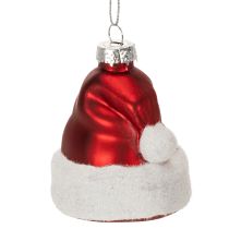 Artikel Kerstbal met kerstmuts van glas, 8 cm, 6 stuks